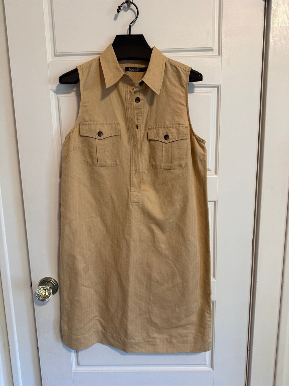 Lauren Green Label Ralph Lauren Sleeveless Tan Shirt Dress
